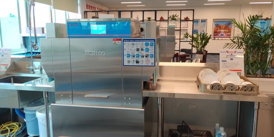 China De slijtvaste Afwasmachine van de Rektransportband voor Universiteiten en Snel Voedselrestaurant leverancier